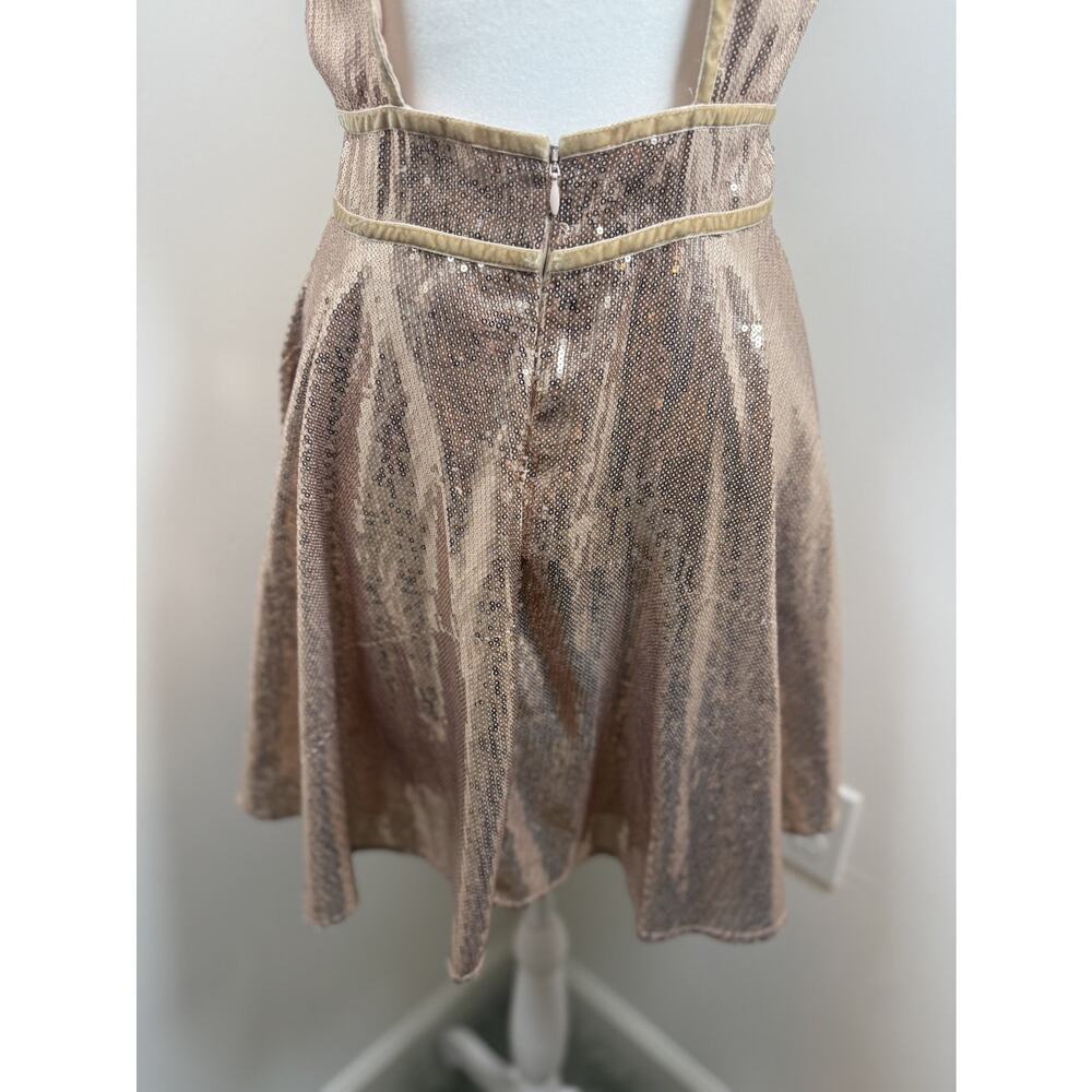Free People Gold Sequin Sleeveless Dress Size 4 Party Lowcut Sparkle Boho - Picture 12 of 15